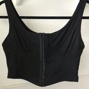 SHEIN ribbed bustier crop top black size medium hook and eye closure